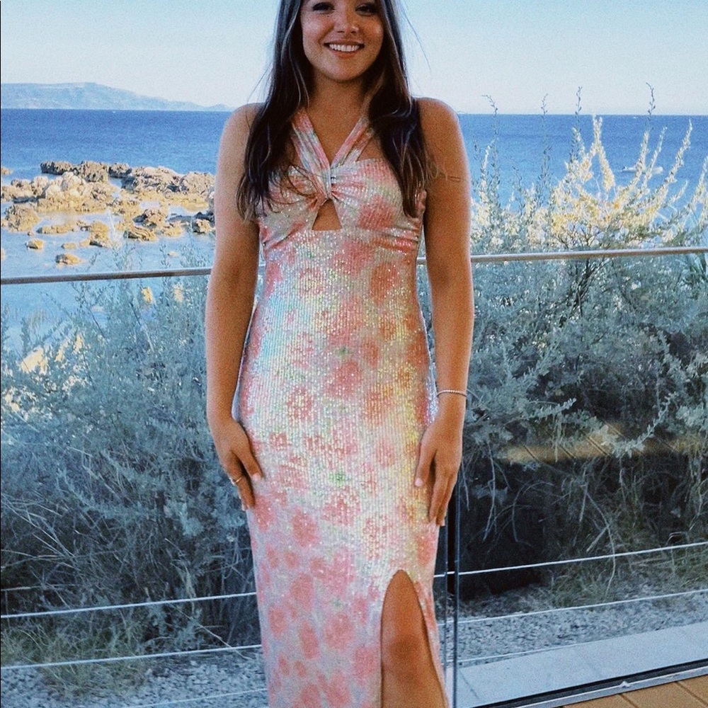 saylor | faena sequin halter midi dress